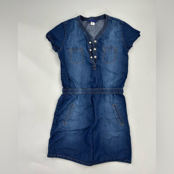 Lot/bundle of 3 dresses- Jean dress, red with hearts, stripe dress -Sz 7/8 - Picture 3 of 8